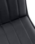 Set of Two Tufted Black And Silver Upholstered Faux Leather Dining Parsons Chairs