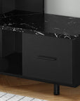 47" Black Cabinet Enclosed Storage TV Stand