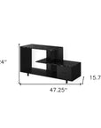47" Black Cabinet Enclosed Storage TV Stand