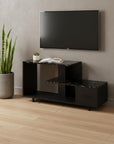 47" Black Cabinet Enclosed Storage TV Stand