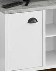 47" Gray And White Wood Enclosed and Open Storage TV Stand
