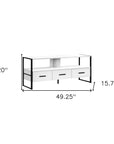 49" White Cabinet Enclosed Storage TV Stand