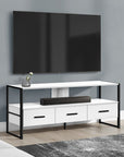 49" White Cabinet Enclosed Storage TV Stand