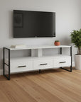 49" White Cabinet Enclosed Storage TV Stand
