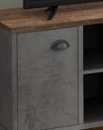 47" Brown And Gray Distressed Reclaimed Wood Enclosed and Open Storage TV Stand