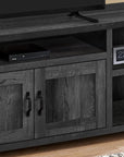 59" Black Cabinet Enclosed Storage TV Stand
