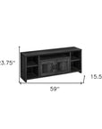 59" Black Cabinet Enclosed Storage TV Stand