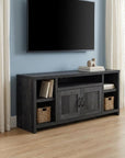 59" Black Cabinet Enclosed Storage TV Stand
