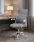 Gray and White Rolling Drafting Chair