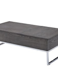47" Gray and Silver Wood Lift Top Frame Coffee Table