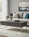 47" Gray and Silver Wood Lift Top Frame Coffee Table