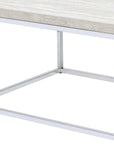 48" Chrome And White Oak Manufactured Wood And Metal Rectangular Coffee Table