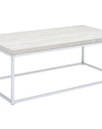 48" Chrome And White Oak Manufactured Wood And Metal Rectangular Coffee Table