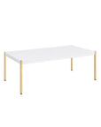 48" White and Gold Wood And Metal Coffee Table