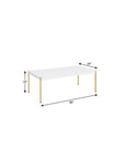 48" White and Gold Wood And Metal Coffee Table