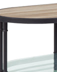 47" Natural Metal Oval Sled Coffee Table With Shelf
