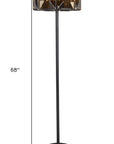 68" Dark Bronze Floor Lamp With Amber Solid Color Beveled Glass Drum Shade