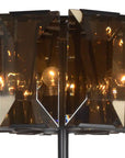 68" Dark Bronze Floor Lamp With Amber Solid Color Beveled Glass Drum Shade