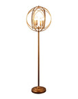 64" Gold Four Light  Floor Lamp With Modern Gold Geometric Globe Shade