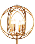 64" Gold Four Light  Floor Lamp With Modern Gold Geometric Globe Shade