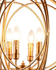 64" Gold Four Light  Floor Lamp With Modern Gold Geometric Globe Shade