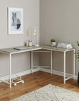 66" Gray and White L Shape Computer Desk
