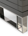 23" Silver And Gray Stainless Steel Solid and Manufactured Wood Two Drawer Nightstand