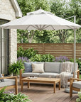 10' White Polyester Round Market Patio Umbrella