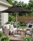 10' Black Polyester Round Market Patio Umbrella