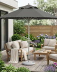 10' Charcoal Polyester Round Tilt Cantilever Patio Umbrella with Stand