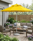 10' Yellow Polyester Round Tilt Cantilever Patio Umbrella with Stand