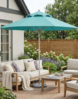 10' Aqua Polyester Round Tilt Cantilever Patio Umbrella with Stand
