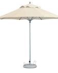 13' Ecru Polyester Round Tilt Cantilever Patio Umbrella with Stand