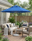 13' Blue Polyester Round Tilt Cantilever Patio Umbrella with Stand