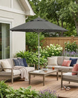 13' Charcoal Polyester Round Tilt Cantilever Patio Umbrella with Stand