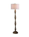 62" Brown And White Polyresin Floor Lamp With White Fabric Shade