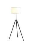 64" Silver Adjustable Tripod Floor Lamp With White Fabric Shade