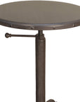 Gunmetal and Brown Iron Height Adjustable Round Pedestal End Table