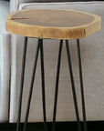26" Black Solid Wood And Iron Round End Table
