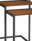 Set of Three Brown and Black Distressed Solid Wood and Metal Frame Nested Tables