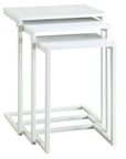 Set of Three White Solid Wood and Steel Frame Nested Tables