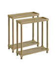 Set Of Two 24" Oak Brown Wood Rectangular End Tables With Shelf