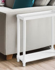 Set Of Two 24" White Wood Rectangular End Tables With Shelf