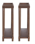 Set Of Two 24" Brown Wood Rectangular End Tables With Shelf
