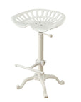 White Iron Backless Adjustable Height Bar Chair