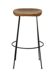 Set of Two 31" Chestnut And Black Solid Wood And Steel Backless Bar Height Bar Chairs