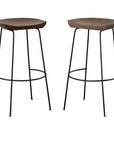 Set of Two 31" Chestnut And Black Solid Wood And Steel Backless Bar Height Bar Chairs