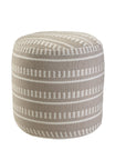20" Blue Polyester Round Striped Indoor Outdoor Pouf Ottoman