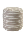 20" Blue Polyester Round Striped Indoor Outdoor Pouf Ottoman