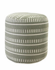 20" Blue Polyester Round Striped Indoor Outdoor Pouf Ottoman
